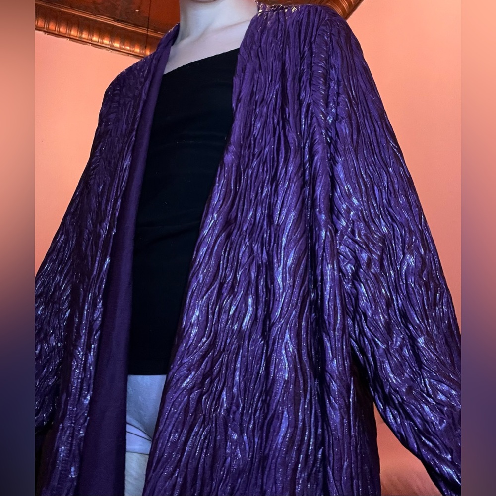 Bob Maki Metallic Shimmer Purple Drape Cardigan